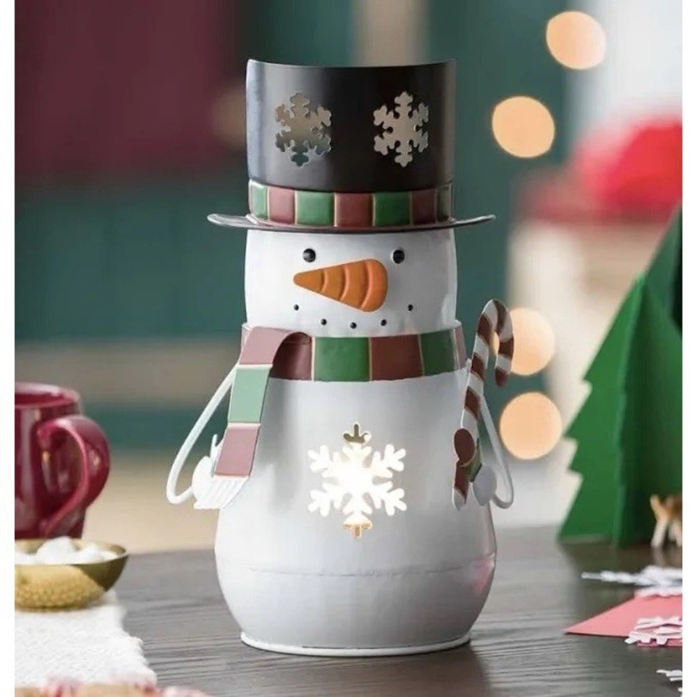 Scentsy SNOWMAN "SNOW DAY" Full SIZE Metal WARMER new In Box